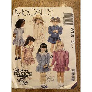 McCalls 3913 Pattern Toddler Girls Dress (6 Variations)  Ruffles Sz‎ 4 Vintage